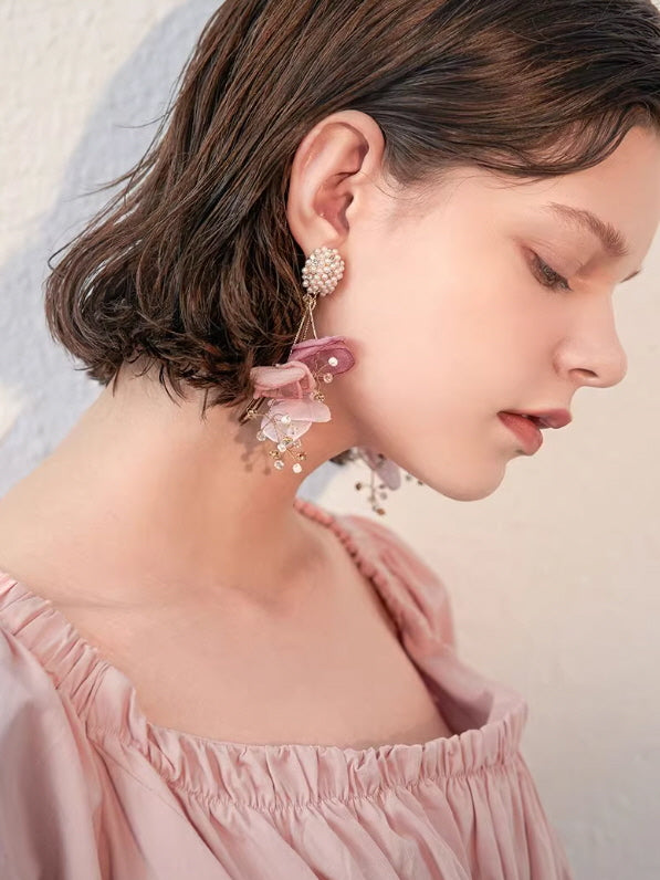 Romantic Bloom Pearl Flower Earrings