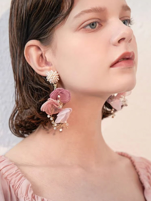 Romantic Bloom Pearl Flower Earrings