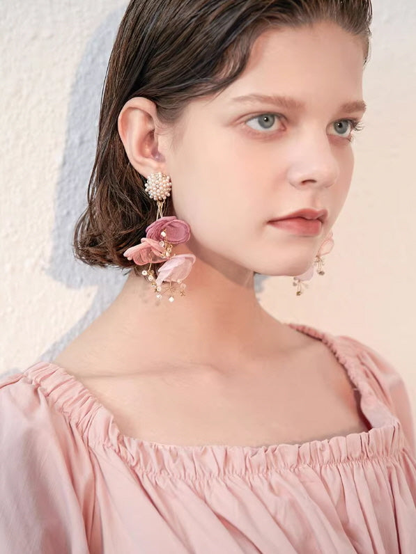 Romantic Bloom Pearl Flower Earrings