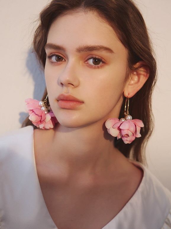Romantic Rose Bloom Hoop Earrings