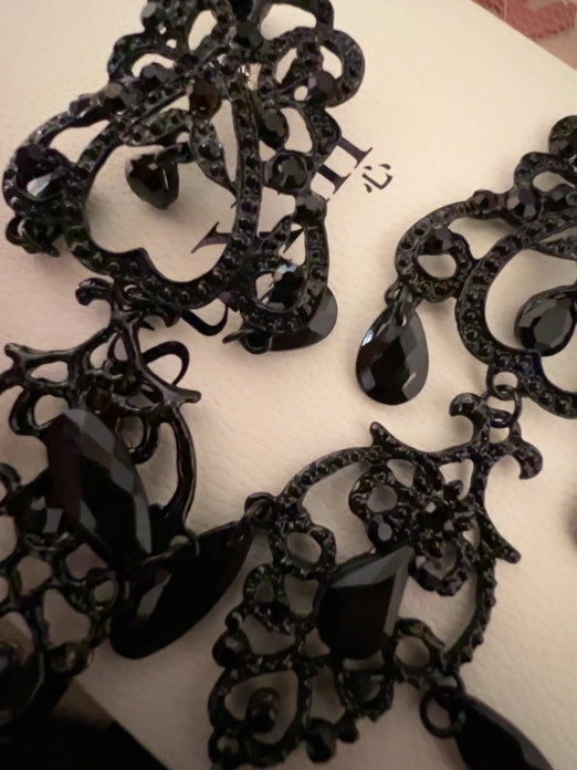 Midnight Elegance Black Chandelier Earrings
