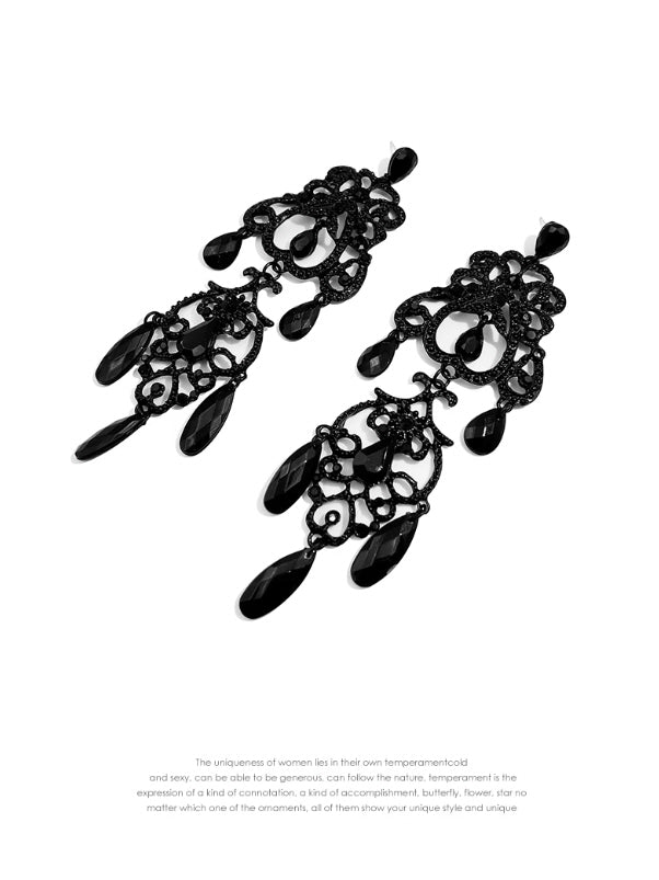 Midnight Elegance Black Chandelier Earrings