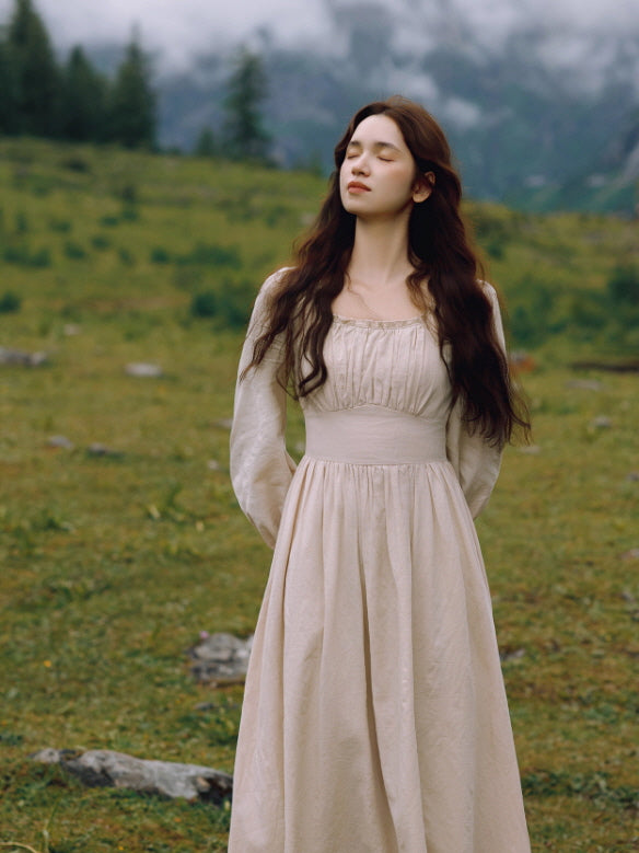 Rustic Fairytale Dress with Lace-Up Vest Set