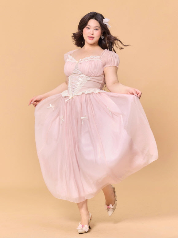 Blush Fairytale Ribbon Corset Dress