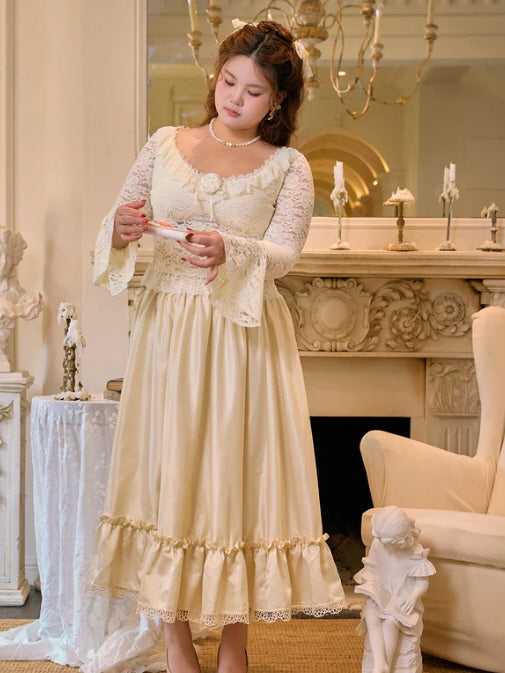 Ivory Lace Rose Fairytale Top & Ruffle Skirt