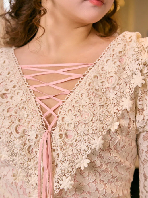 Rose Lace Ribbon Corset Dress