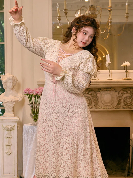 Rose Lace Ribbon Corset Dress