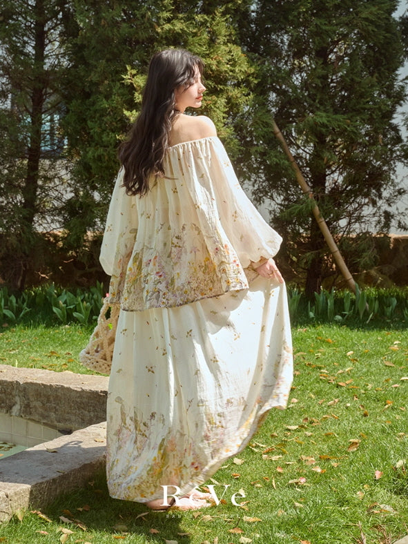 Meadow Bloom Off-Shoulder Top & Maxi Skirt