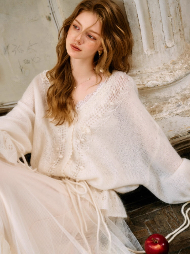 Snow White Vintage Knit Cardigan