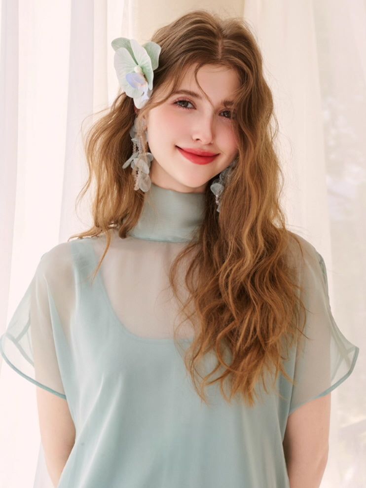 Ethereal Bow-Tie Sheer Dress