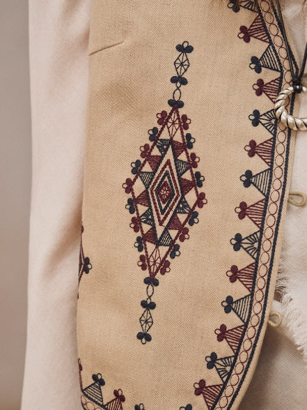Vintage Embroidered Linen Blend Vest