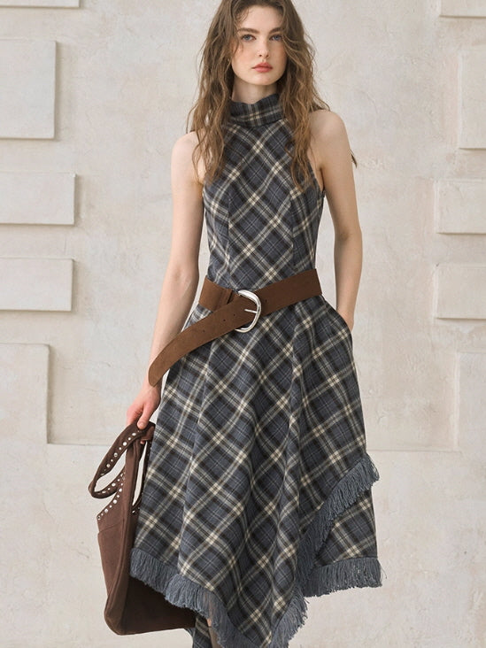 Vintage Check Fringe Dress