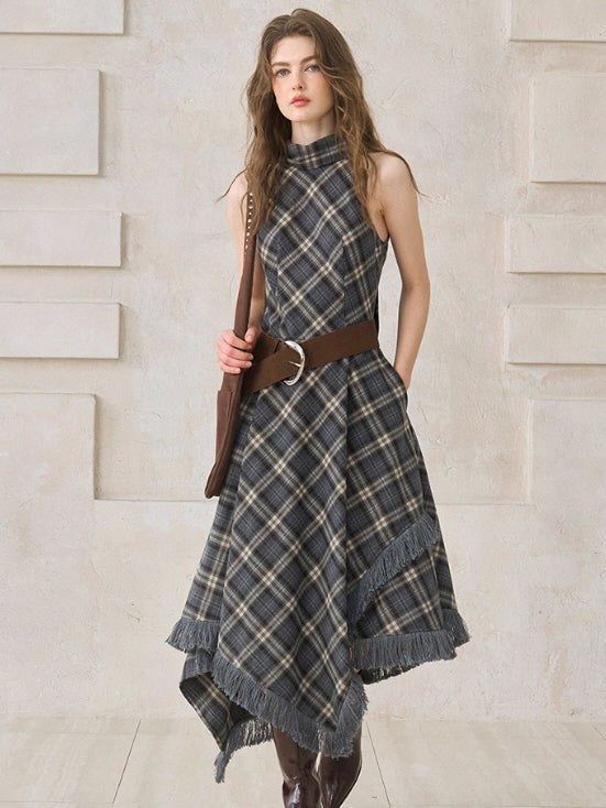 Vintage Check Fringe Dress