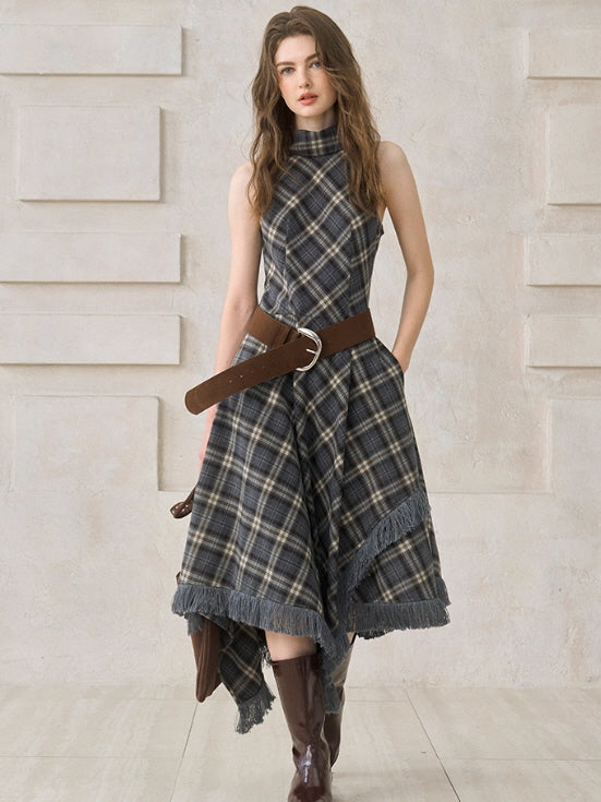 Vintage Check Fringe Dress