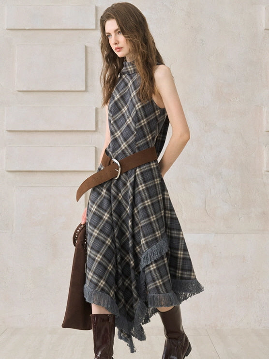 Vintage Check Fringe Dress