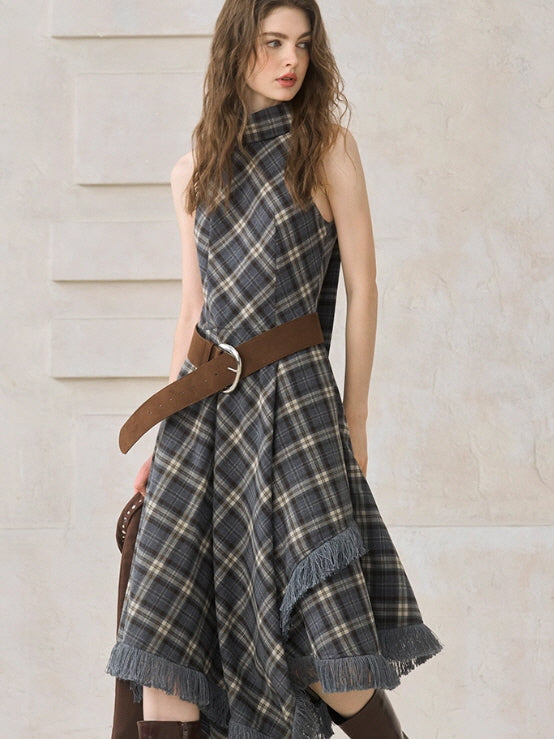 Vintage Check Fringe Dress