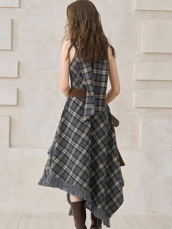 Vintage Check Fringe Dress