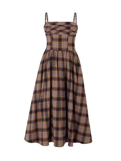 Golden Plaid Vintage Dress