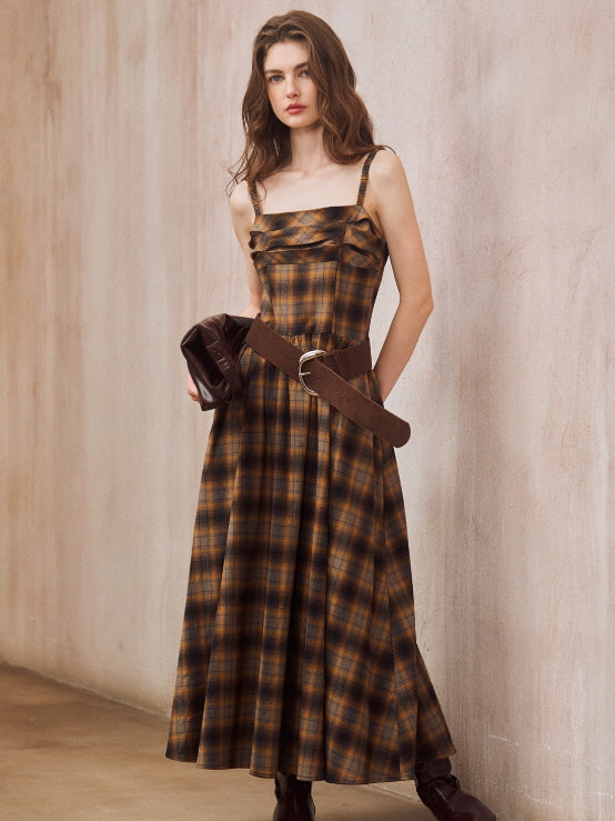 Golden Plaid Vintage Dress