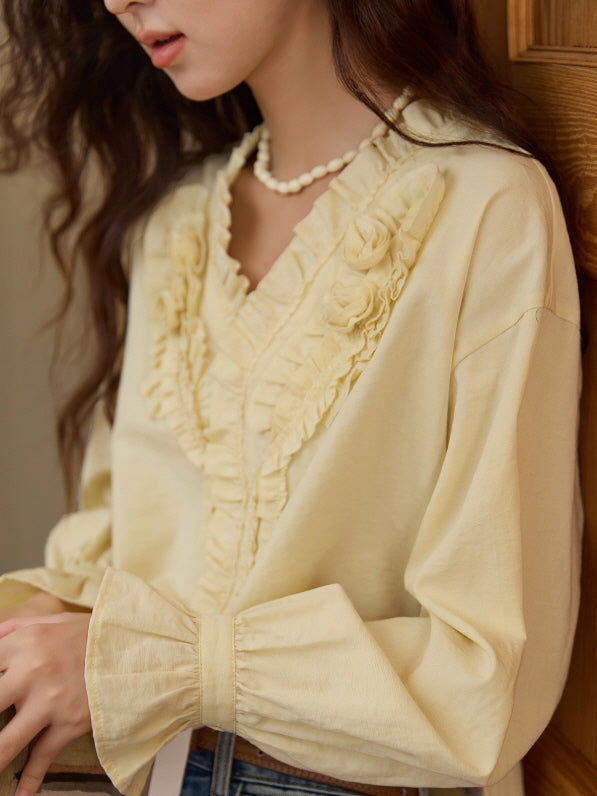 Romantic Ruffle Rose Blouse