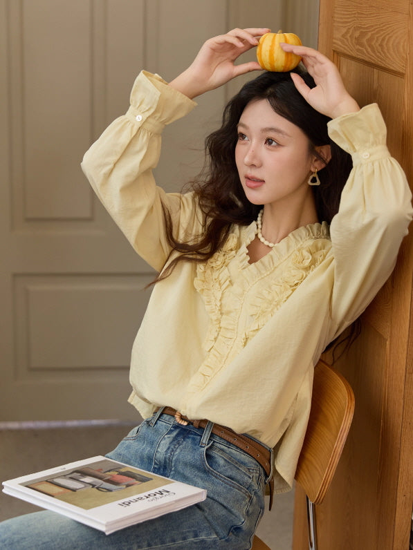 Romantic Ruffle Rose Blouse