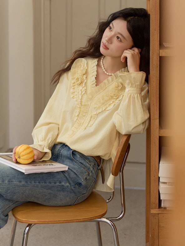Romantic Ruffle Rose Blouse