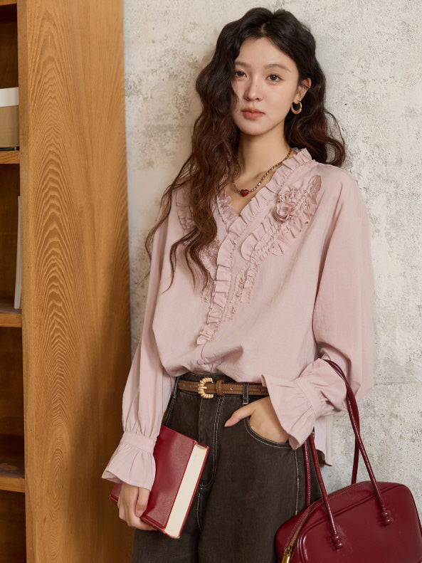 Romantic Ruffle Rose Blouse