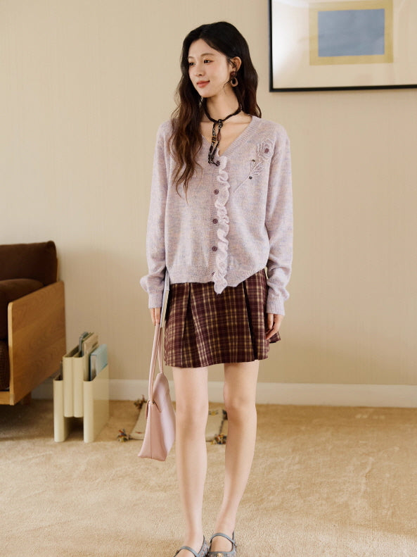 Romantic Ruffle Floral Embroidered Cardigan