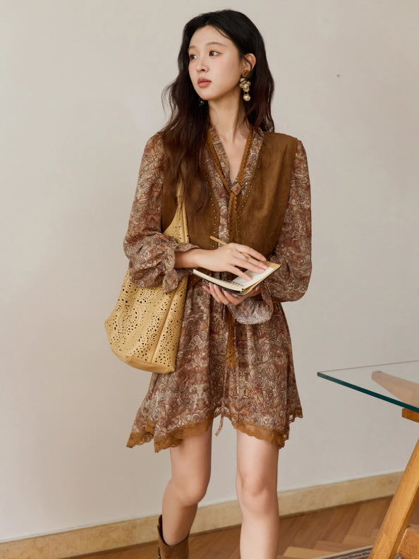 Autumn Paisley Vintage Tie Dress