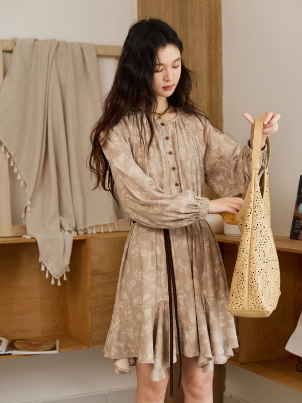 Vintage Paisley Belted Dress