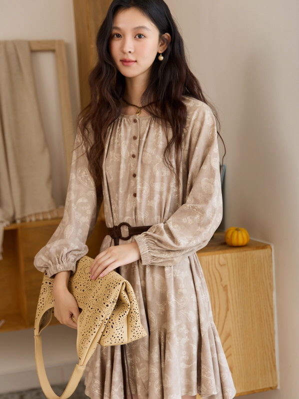 Vintage Paisley Belted Dress