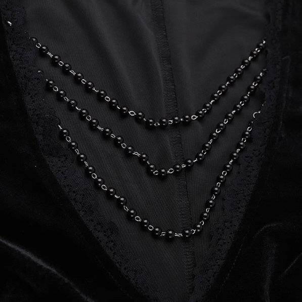 Black Velvet Lace Bell Sleeve Gothic Dress