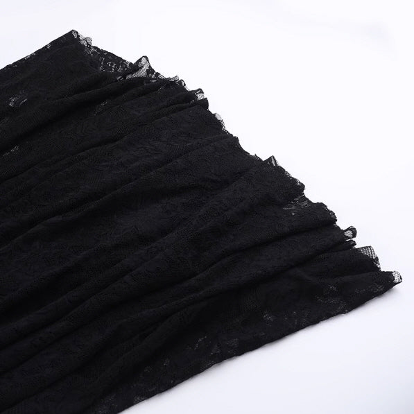 Black Velvet Lace Bell Sleeve Gothic Dress