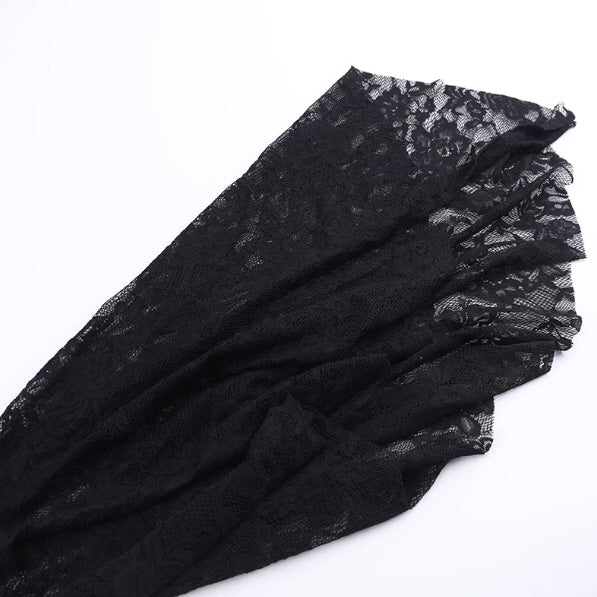Black Velvet Lace Bell Sleeve Gothic Dress
