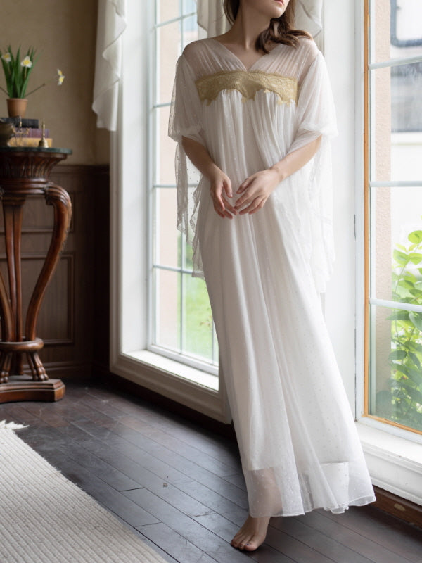 Golden Wing Sheer White Nightgown