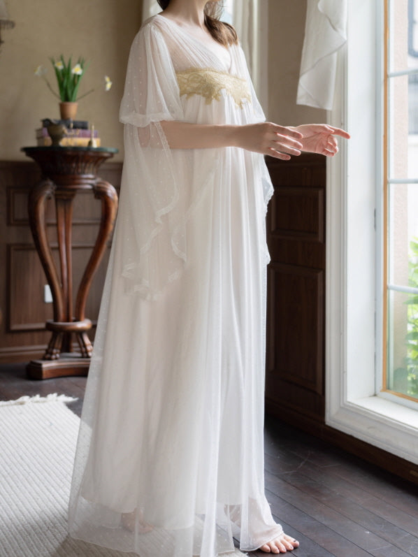 Golden Wing Sheer White Nightgown