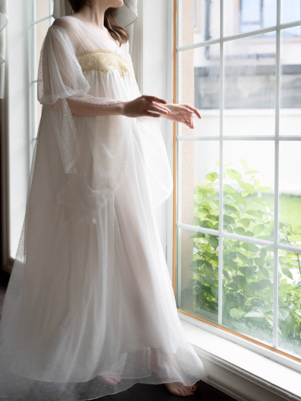 Golden Wing Sheer White Nightgown