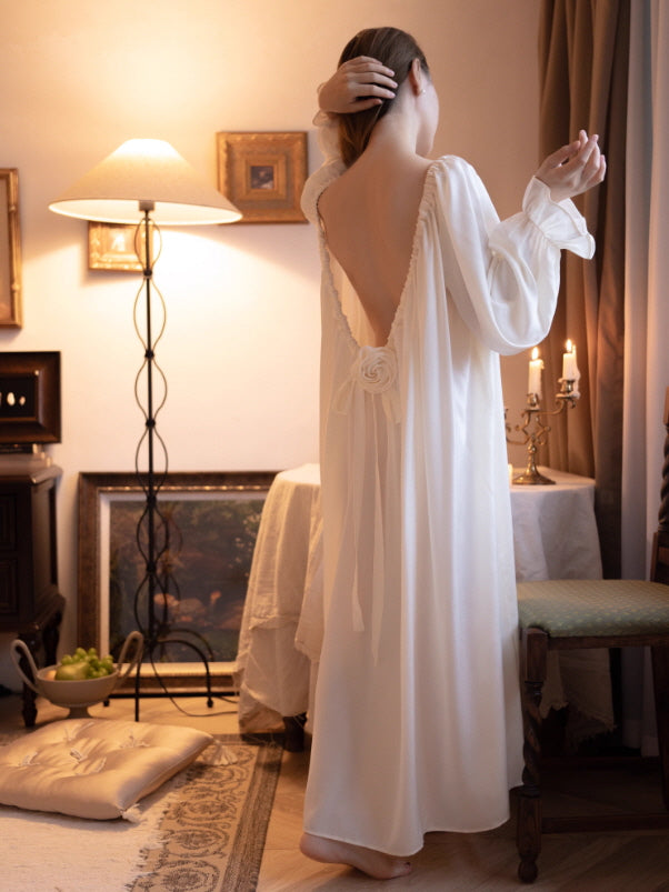 Rose Back Vintage Ivory Nightgown