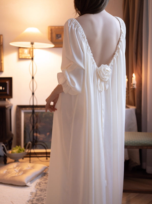 Rose Back Vintage Ivory Nightgown