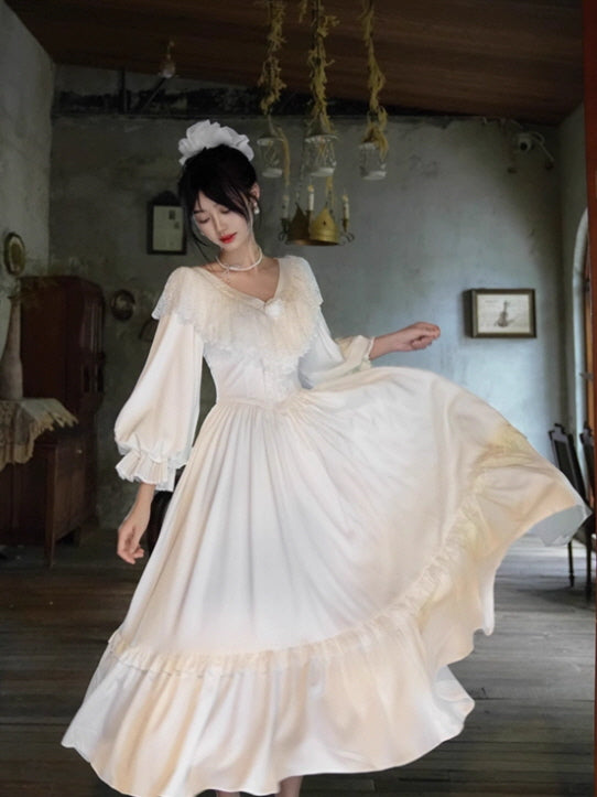 White Lace Blossom Fairytale Dress