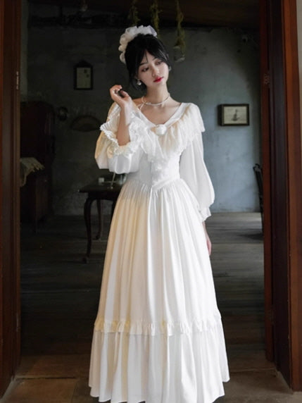 White Lace Blossom Fairytale Dress