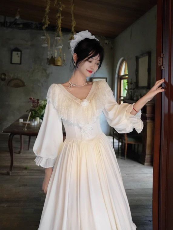 White Lace Blossom Fairytale Dress