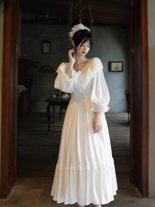 White Lace Blossom Fairytale Dress
