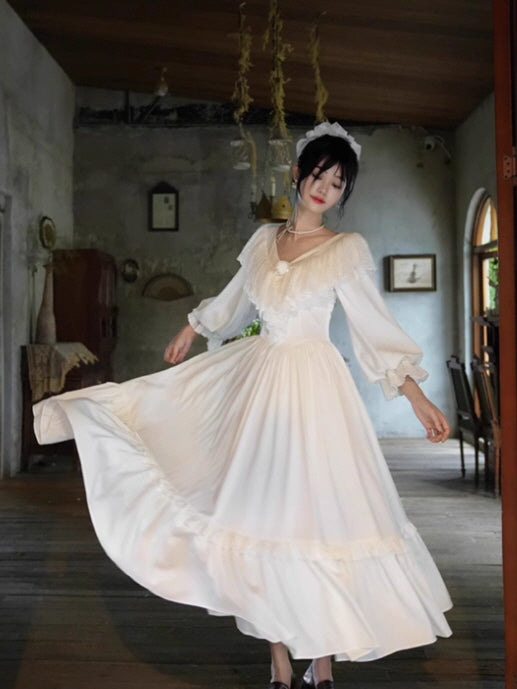 White Lace Blossom Fairytale Dress