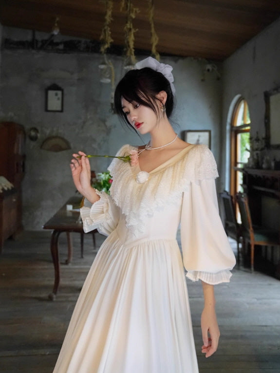 White Lace Blossom Fairytale Dress