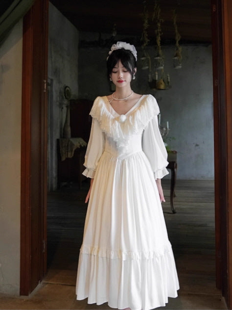 White Lace Blossom Fairytale Dress