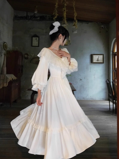 White Lace Blossom Fairytale Dress