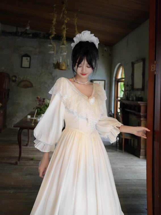 White Lace Blossom Fairytale Dress