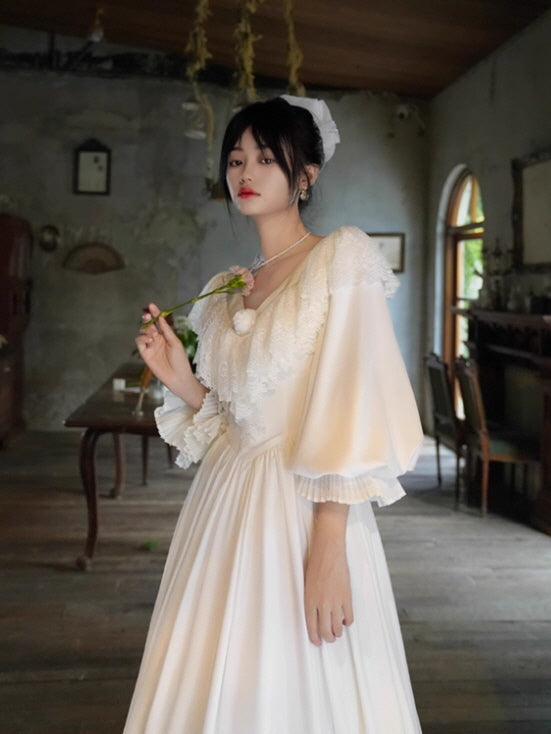 White Lace Blossom Fairytale Dress