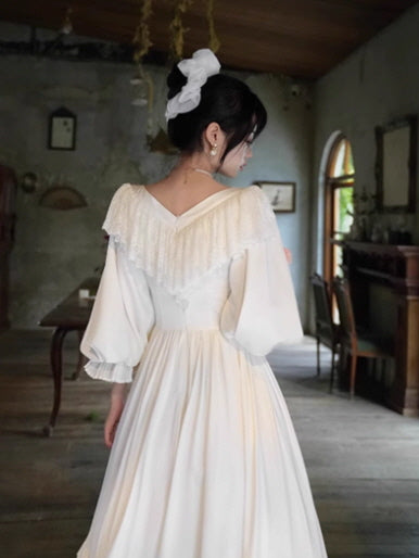 White Lace Blossom Fairytale Dress